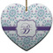 Mandala Floral Ceramic Flat Ornament - Heart (Front)