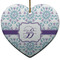 Mandala Floral Heart Ceramic Ornament w/ Name and Initial