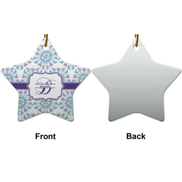 Mandala Floral Ceramic Flat Ornament - Star Front & Back (APPROVAL)