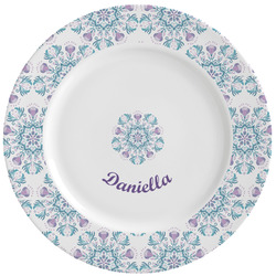 Mandala Floral Ceramic Dinner Plates (Set of 4) (Personalized)