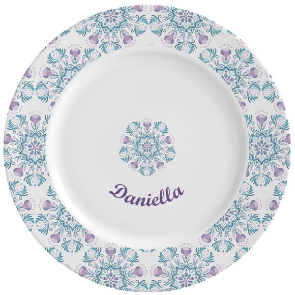 Custom Mandala Floral Ceramic Dinner Plates (Set of 4) (Personalized)