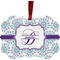Mandala Floral Metal Frame Ornament - Double Sided w/ Name and Initial