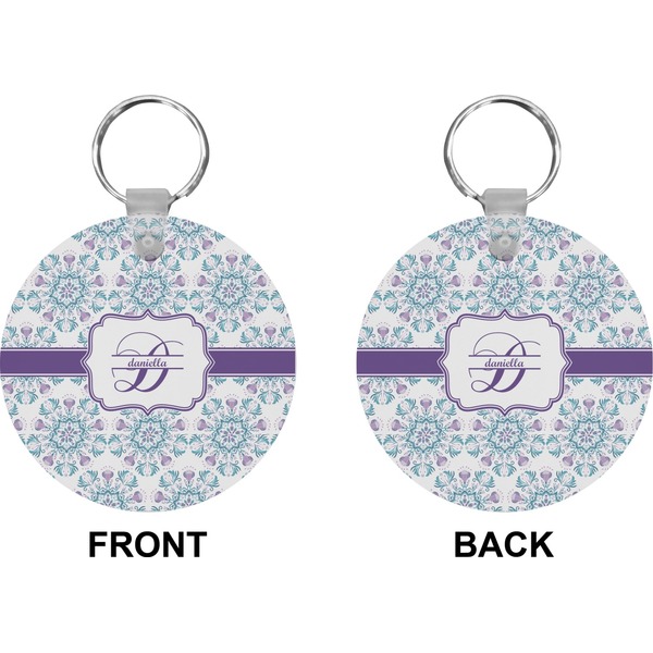 Mandala Floral Circle Keychain (Front + Back)