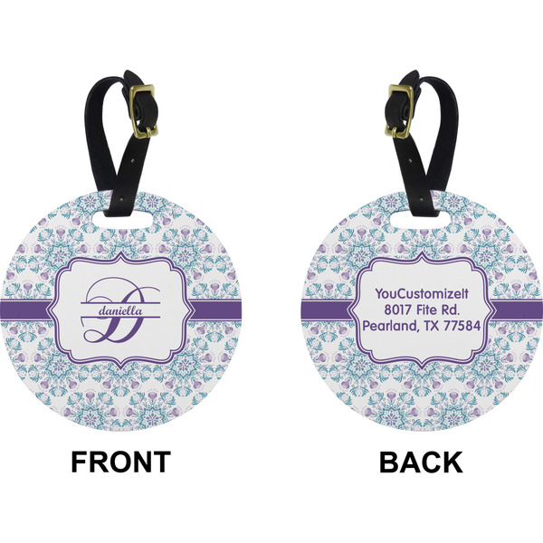 Mandala Floral Circle Luggage Tag (Front + Back)