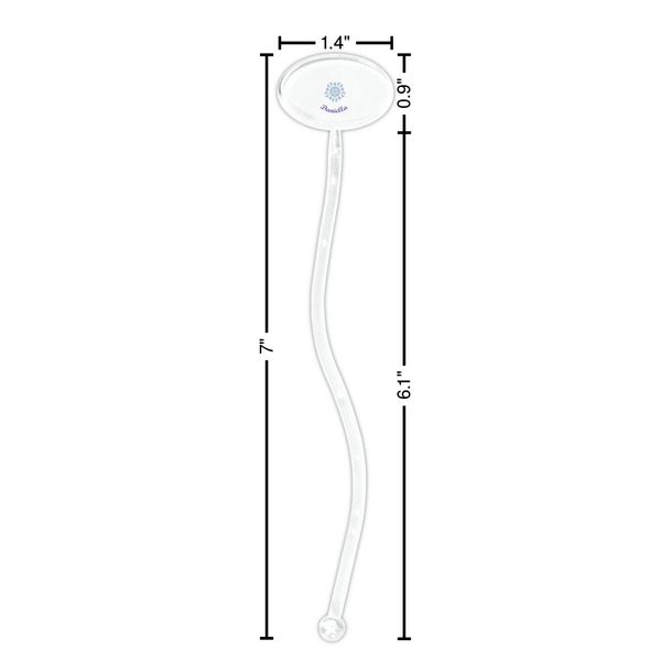 Mandala Floral Clear Plastic 7" Stir Stick - Oval - Dimensions