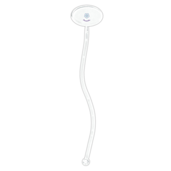 Mandala Floral Clear Plastic 7" Stir Stick - Oval - Single Stick