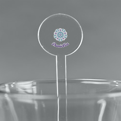 Mandala Floral 7" Round Plastic Stir Sticks - Clear (Personalized)