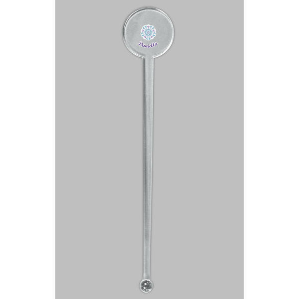 Mandala Floral Clear Plastic 7" Stir Stick - Round - Single Stick