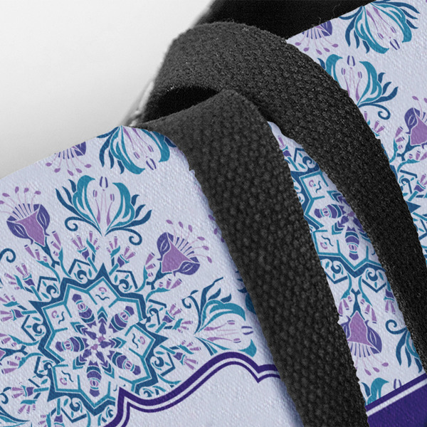 Mandala Floral Closeup of Tote w/Black Handles