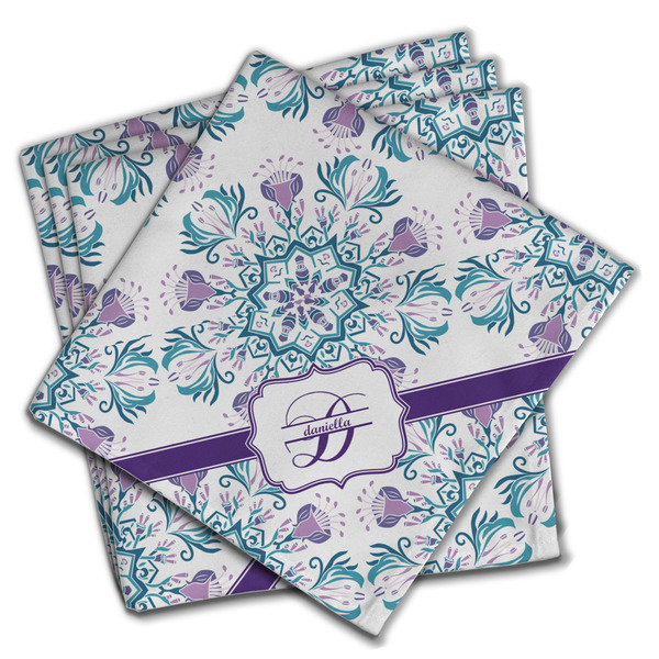 Custom Mandala Floral Cloth Napkins (Set of 4) (Personalized)
