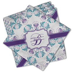 Mandala Floral Cloth Cocktail Napkins - Set of 4 w/ Name and Initial