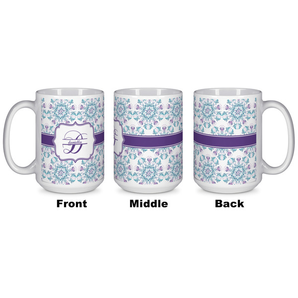 Mandala Floral Coffee Mug - 15 oz - White APPROVAL