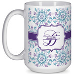 Mandala Floral 15 Oz Coffee Mug - White (Personalized)