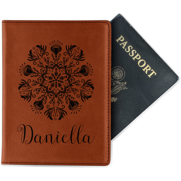 Custom Mandala Floral Passport Holder - Faux Leather - Double Sided (Personalized)
