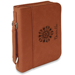 Mandala Floral Leatherette Bible Cover with Handle & Zipper - Large - Double Sided (Personalized)