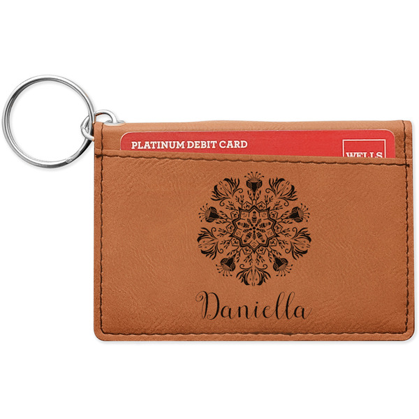 Custom Mandala Floral Leatherette Keychain ID Holder - Single Sided (Personalized)