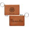 Mandala Floral Cognac Leatherette Keychain ID Holders - Front and Back Apvl