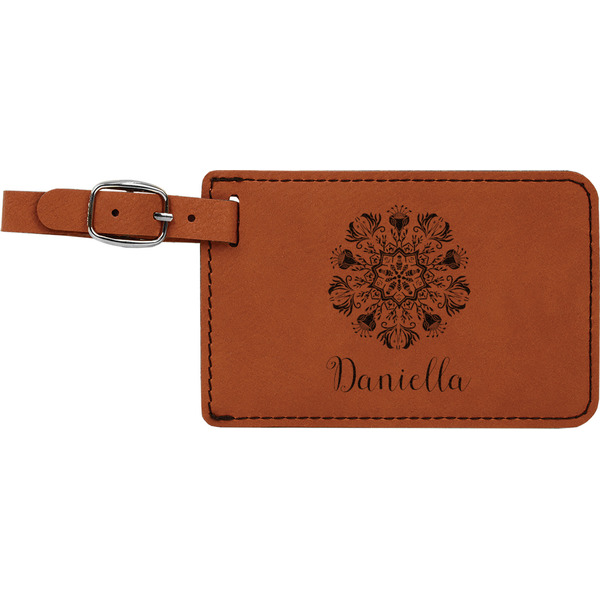Custom Mandala Floral Leatherette Luggage Tag (Personalized)