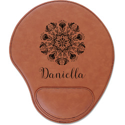 Mandala Floral Leatherette Mouse Pad with Wrist Support (Personalized)
