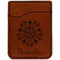 Mandala Floral Cognac Leatherette Phone Wallet close up