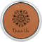 Mandala Floral Cognac Leatherette Round Coasters w/ Silver Edge - Single