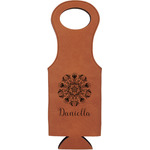 Mandala Floral Leatherette Wine Tote (Personalized)