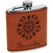 Mandala Floral Cognac Leatherette Wrapped Stainless Steel Flask