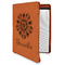 Mandala Floral Cognac Leatherette Zipper Portfolios with Notepad - Main