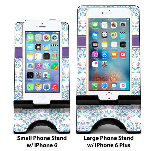 Mandala Floral Compare Phone Stand Sizes - with iPhones
