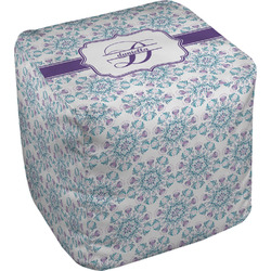 Mandala Floral Cube Pouf Ottoman - 18" (Personalized)