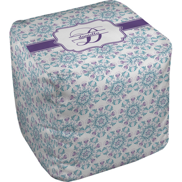 Custom Mandala Floral Cube Pouf Ottoman - 18" (Personalized)