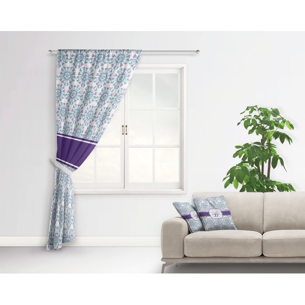 Mandala Floral Curtain With Window and Rod - in Room Matching Pillow
