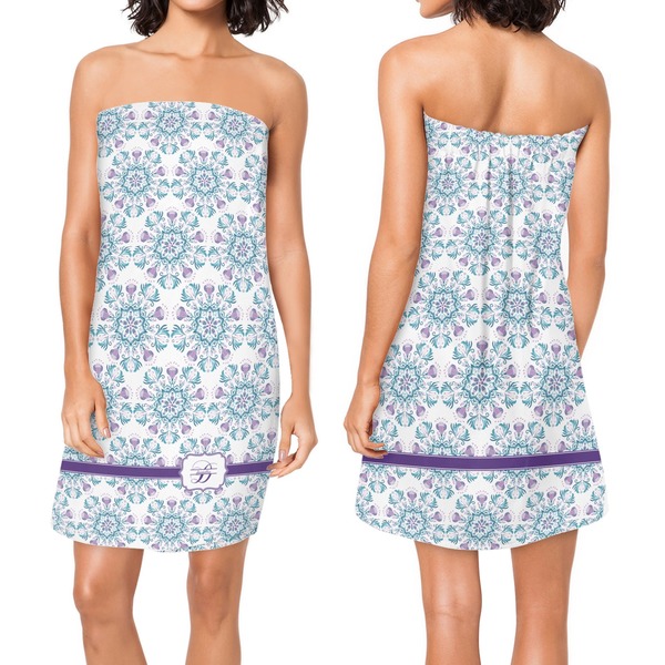 Mandala Floral Custom Bath Wrap - Front & Back View