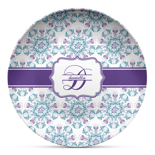 Custom Mandala Floral Microwave Safe Plastic Plate - Composite Polymer (Personalized)