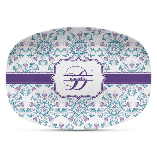 Custom Mandala Floral Plastic Platter - Microwave & Oven Safe Composite Polymer (Personalized)