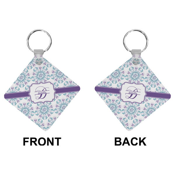 Mandala Floral Diamond Keychain (Front + Back)