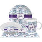 Mandala Floral Dinner Set - Single 4 Pc Setting w/ Name and Initial