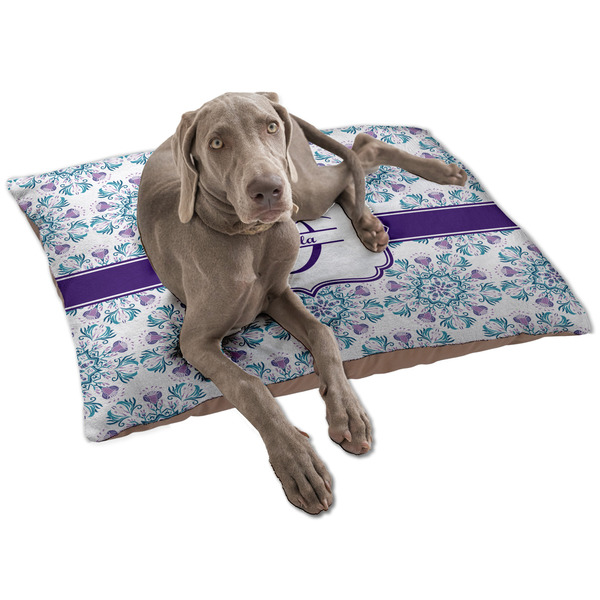 Custom Mandala Floral Dog Bed - Large w/ Name and Initial