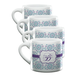 Mandala Floral Double Shot Espresso Cups - Set of 4 (Personalized)