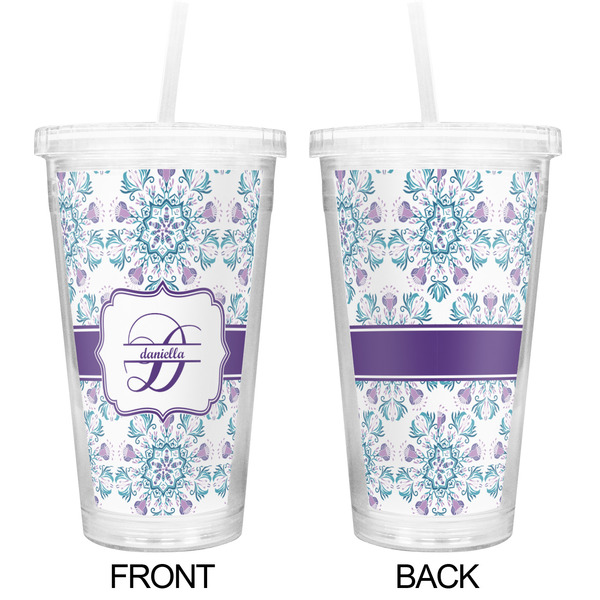 Mandala Floral Double Wall Tumbler with Straw - Approval