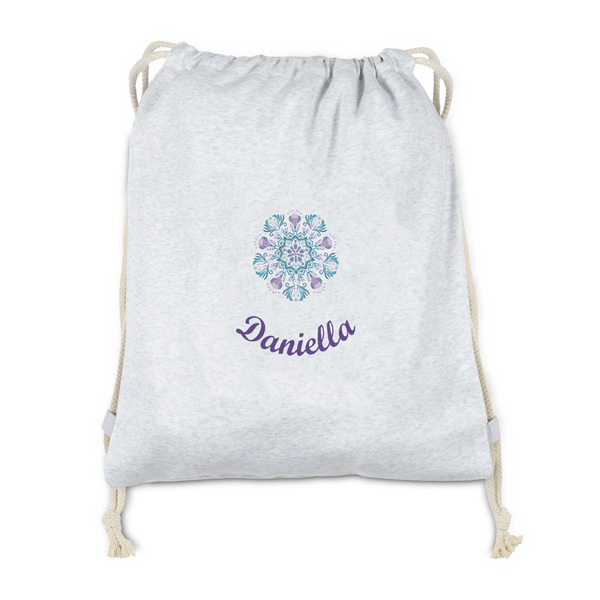 Custom Mandala Floral Drawstring Backpack - Sweatshirt Fleece - Double Sided (Personalized)