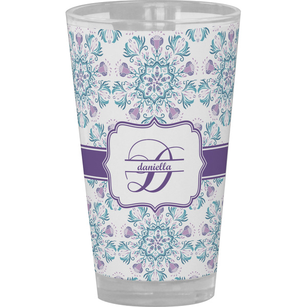 Custom Mandala Floral Pint Glass - Full Color (Personalized)