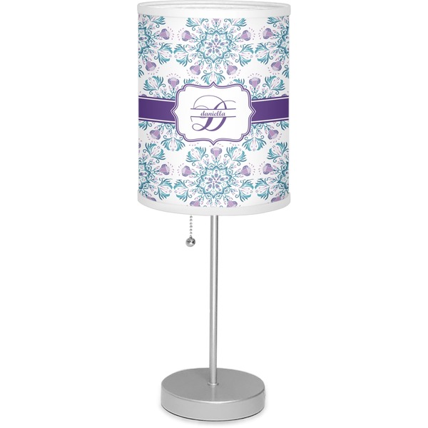 Custom Mandala Floral 7" Drum Lamp with Shade Linen (Personalized)