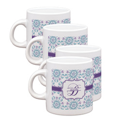Mandala Floral Single Shot Espresso Cups - Set of 4 (Personalized)