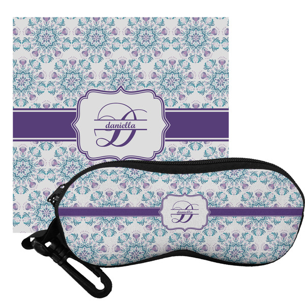 Custom Mandala Floral Eyeglass Case & Cloth (Personalized)
