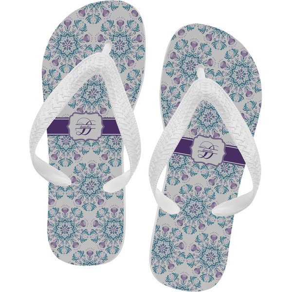 Custom Mandala Floral Flip Flops - XSmall (Personalized)