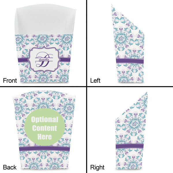 Mandala Floral French Fry Favor Box - Front & Back View