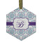 Mandala Floral Flat Glass Ornament - Hexagon w/ Name and Initial