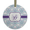 Mandala Floral Flat Glass Ornament - Round w/ Name and Initial