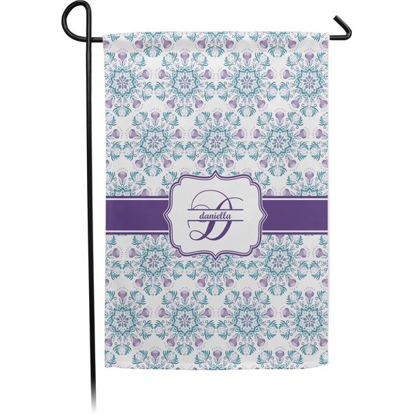 Custom Mandala Floral Small Garden Flag - Single Sided w/ Name and Initial